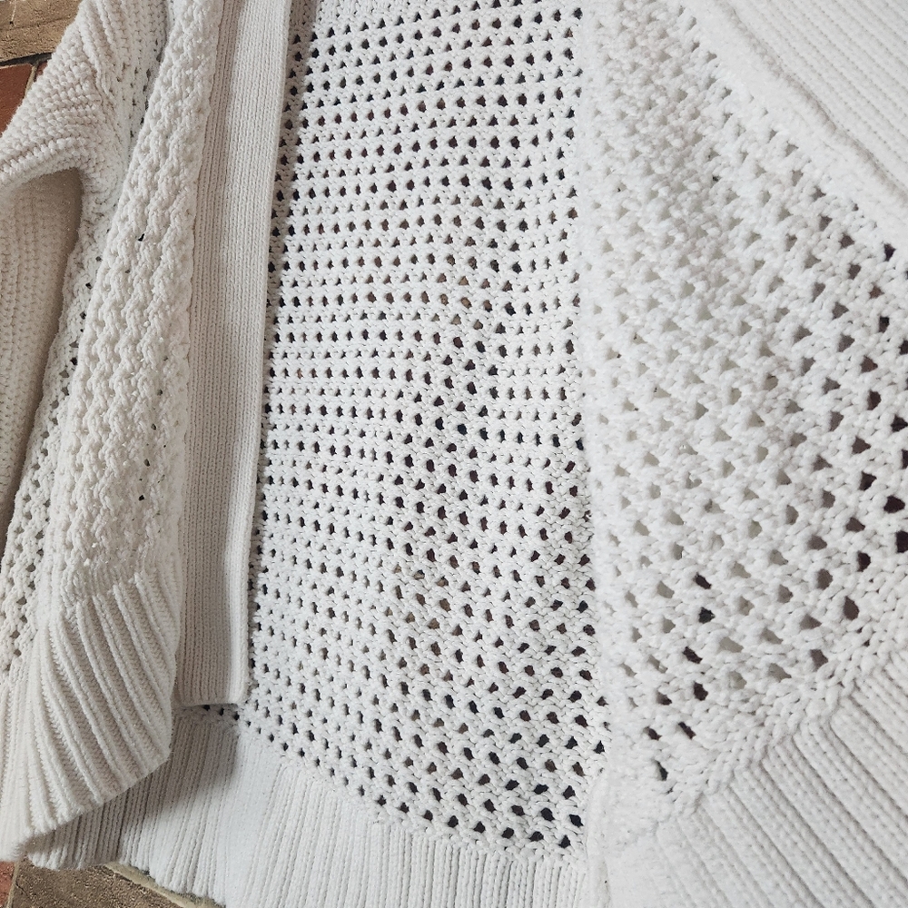 Express X Olivia Culpo White Chunky Open Knit Cardigan Size XS - Picture 10 of 14